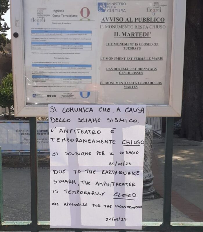 Lo sciame sismico fa chiudere l’Anfiteatro Flavio