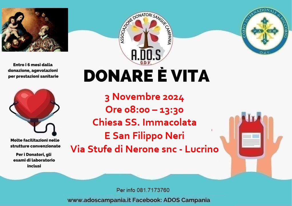 A Lucrino si dona il sangue per l’intera mattinata di domani