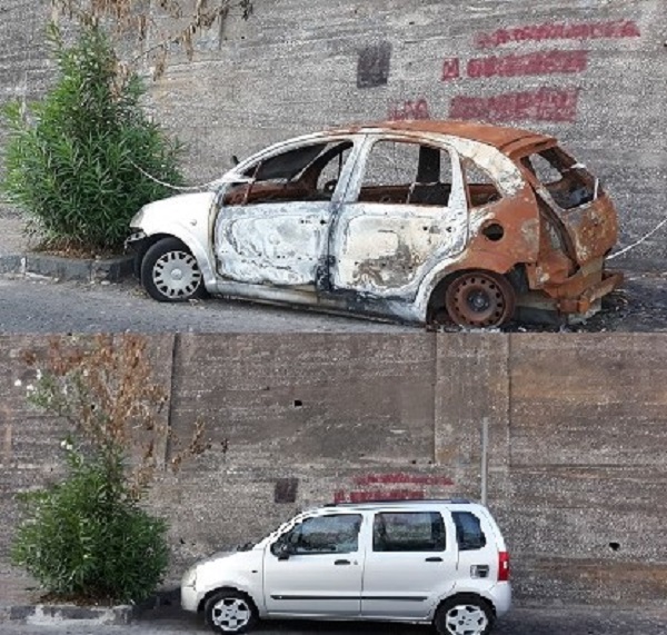 “La visita di Mattarella al rione Terra fa sparire le carcasse di auto parcheggiate da sei mesi per strada?”
