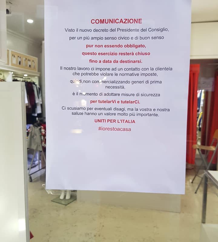 Chiusura da coronavirus per molti negozi del centro storico: “Restare aperti è pericoloso per noi e voi”