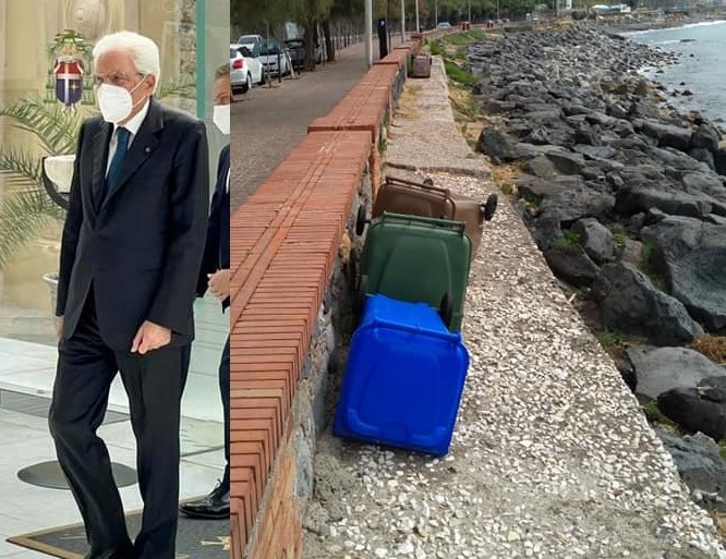 FOTO-VIDEO/ “A Mattarella abbiamo dovuto nascondere perfino i bidoni per la differenziata!”