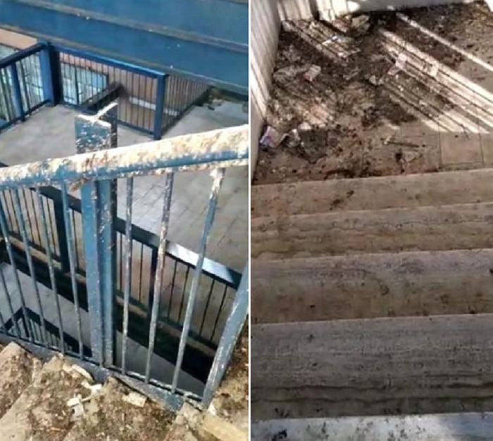 VIDEO/ “Ecco come sono ridotte le scale che portano alla posta di Monterusciello”